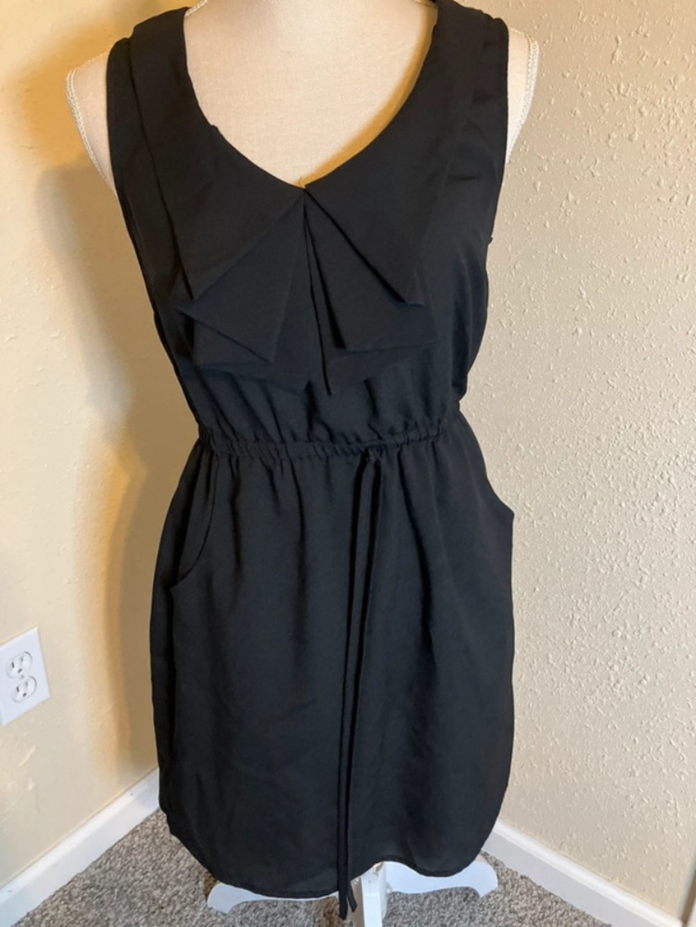 BeBop Black Sleeveless Drawstring Waist Mini Dress- Medium